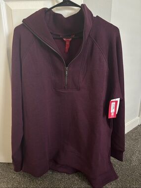 SPANX women’s  Zip-Up Pullover Sweater - Plum